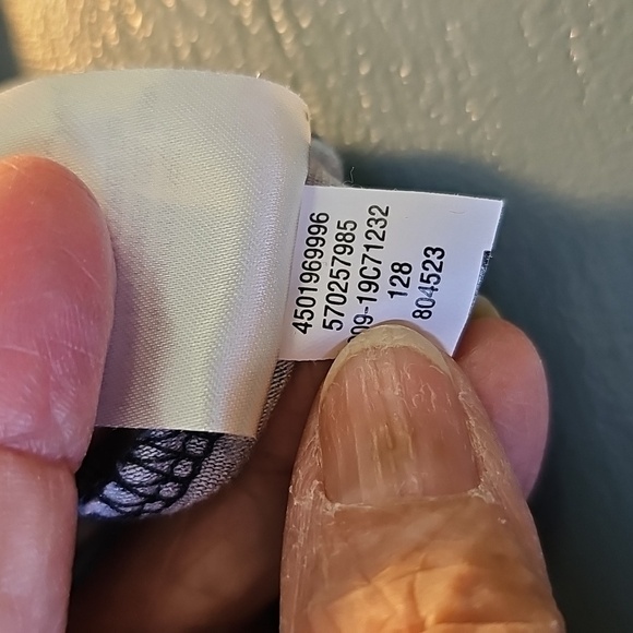 Chico's Blue and White Graphic Boxy Blouse Patch Work Top. Size 2(large).] - Picture 9 of 12